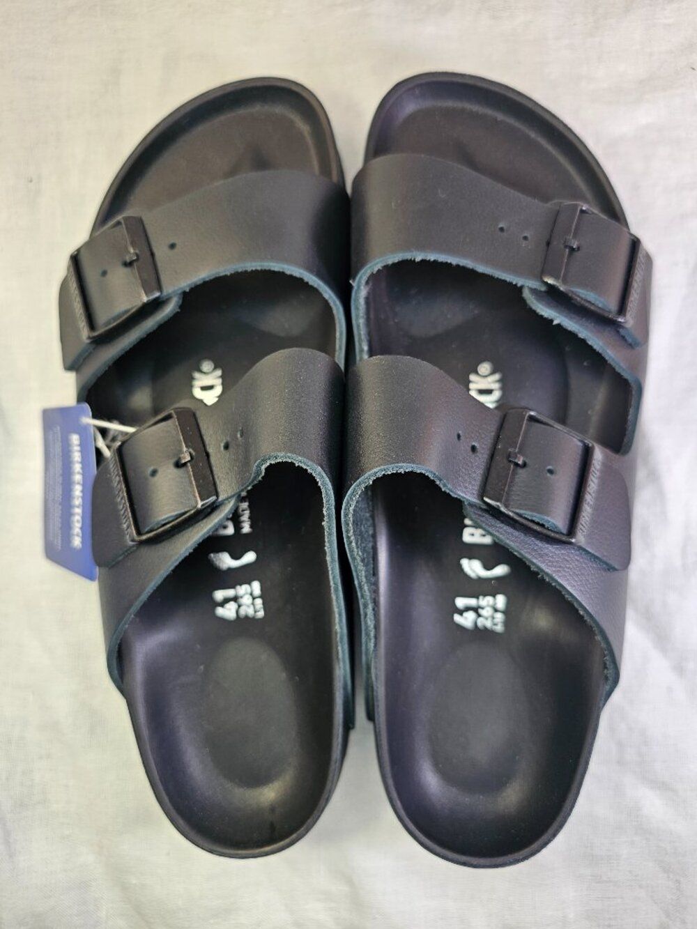 NIB Birkenstock Arizona  Black Sandals EU 41 Narrow Slide Men 8 Women 10 - Picture 2 of 9